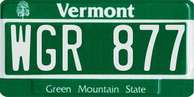 VT license plate WGR877