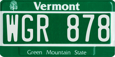 VT license plate WGR878