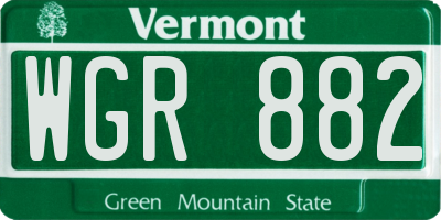 VT license plate WGR882