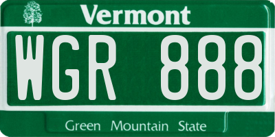 VT license plate WGR888