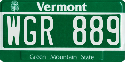 VT license plate WGR889