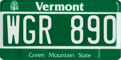 VT license plate WGR890