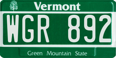 VT license plate WGR892