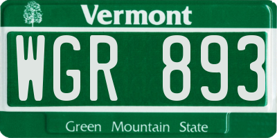VT license plate WGR893