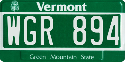VT license plate WGR894