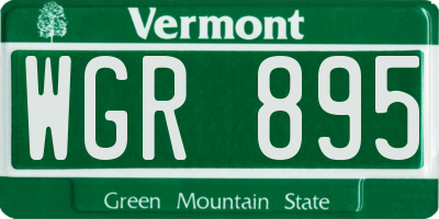 VT license plate WGR895