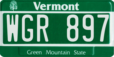 VT license plate WGR897
