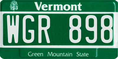 VT license plate WGR898