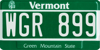 VT license plate WGR899