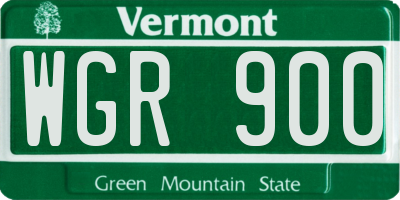 VT license plate WGR900