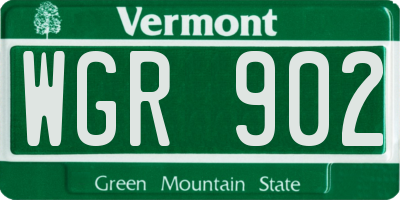 VT license plate WGR902