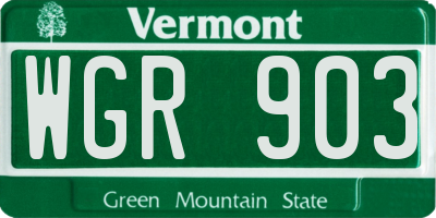 VT license plate WGR903