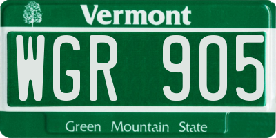 VT license plate WGR905