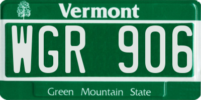 VT license plate WGR906