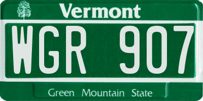 VT license plate WGR907