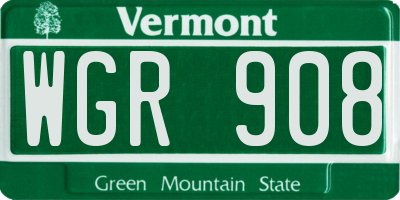 VT license plate WGR908