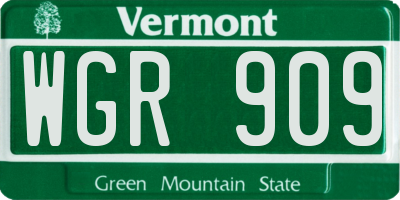 VT license plate WGR909
