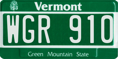 VT license plate WGR910