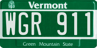 VT license plate WGR911