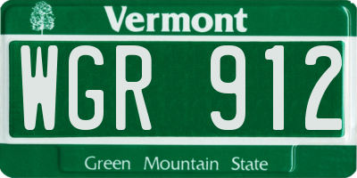 VT license plate WGR912