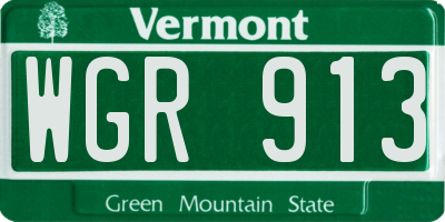 VT license plate WGR913