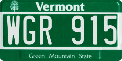 VT license plate WGR915