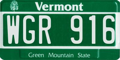 VT license plate WGR916