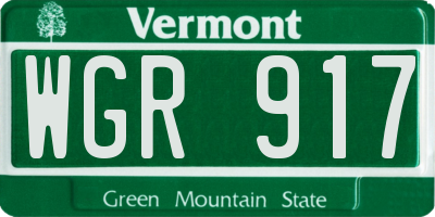 VT license plate WGR917