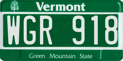 VT license plate WGR918