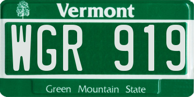 VT license plate WGR919