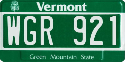 VT license plate WGR921
