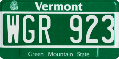 VT license plate WGR923
