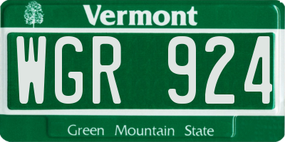 VT license plate WGR924