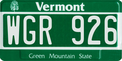 VT license plate WGR926