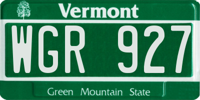 VT license plate WGR927