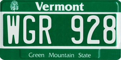 VT license plate WGR928