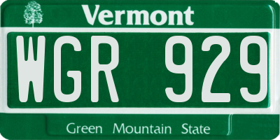 VT license plate WGR929