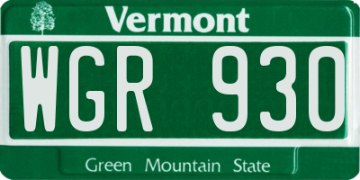 VT license plate WGR930