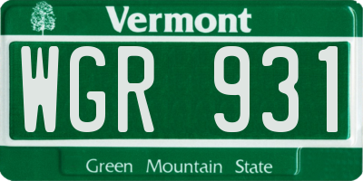 VT license plate WGR931