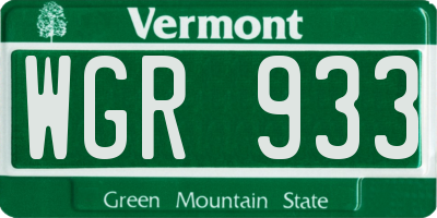 VT license plate WGR933