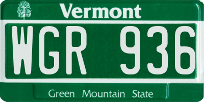 VT license plate WGR936