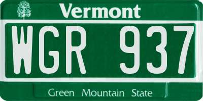 VT license plate WGR937