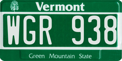 VT license plate WGR938