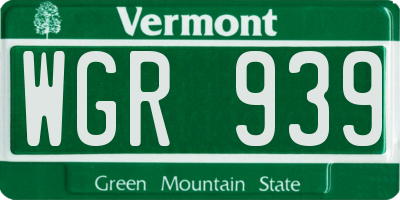 VT license plate WGR939