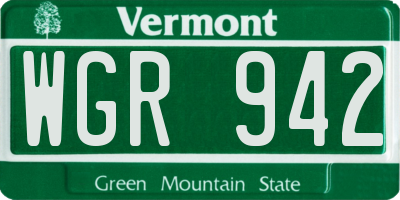 VT license plate WGR942