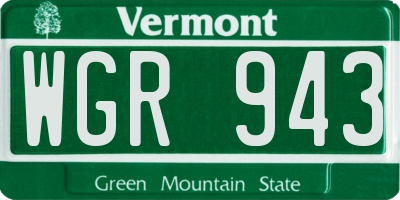 VT license plate WGR943