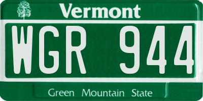 VT license plate WGR944