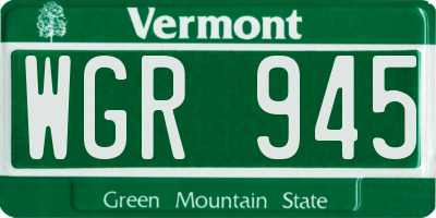 VT license plate WGR945