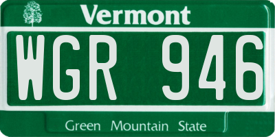 VT license plate WGR946