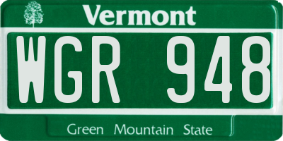 VT license plate WGR948